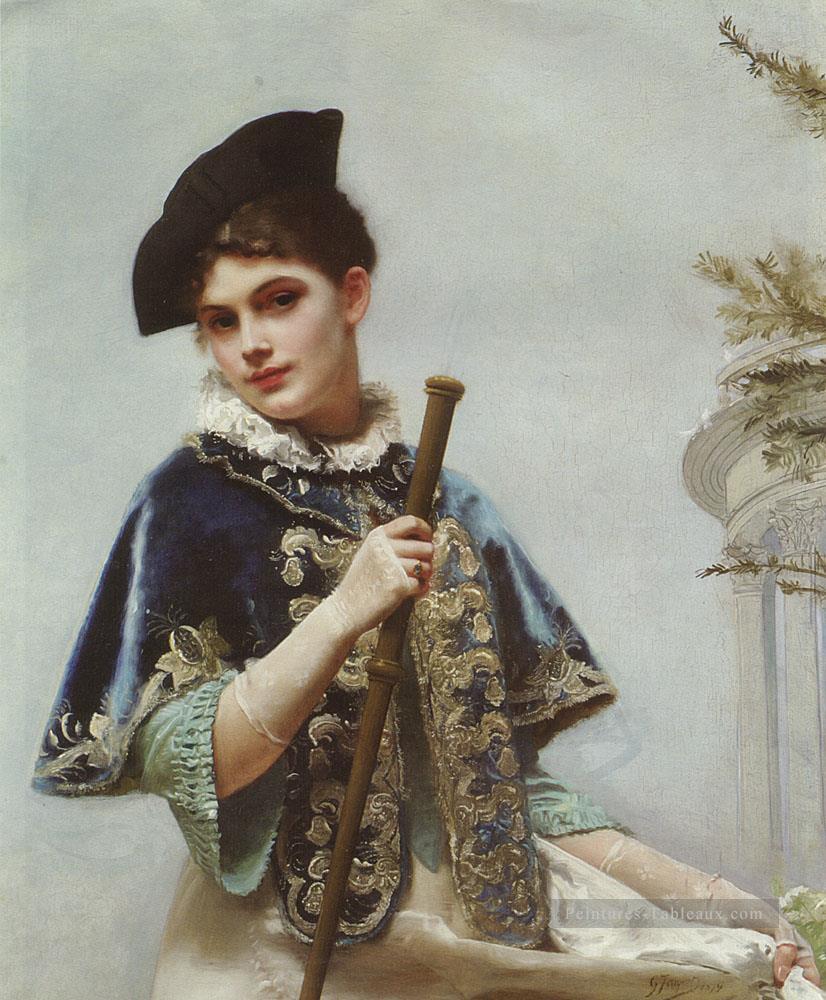 Portrait d’une dame noble portrait de femme Gustave Jean Jacquet Peintures à l'huile